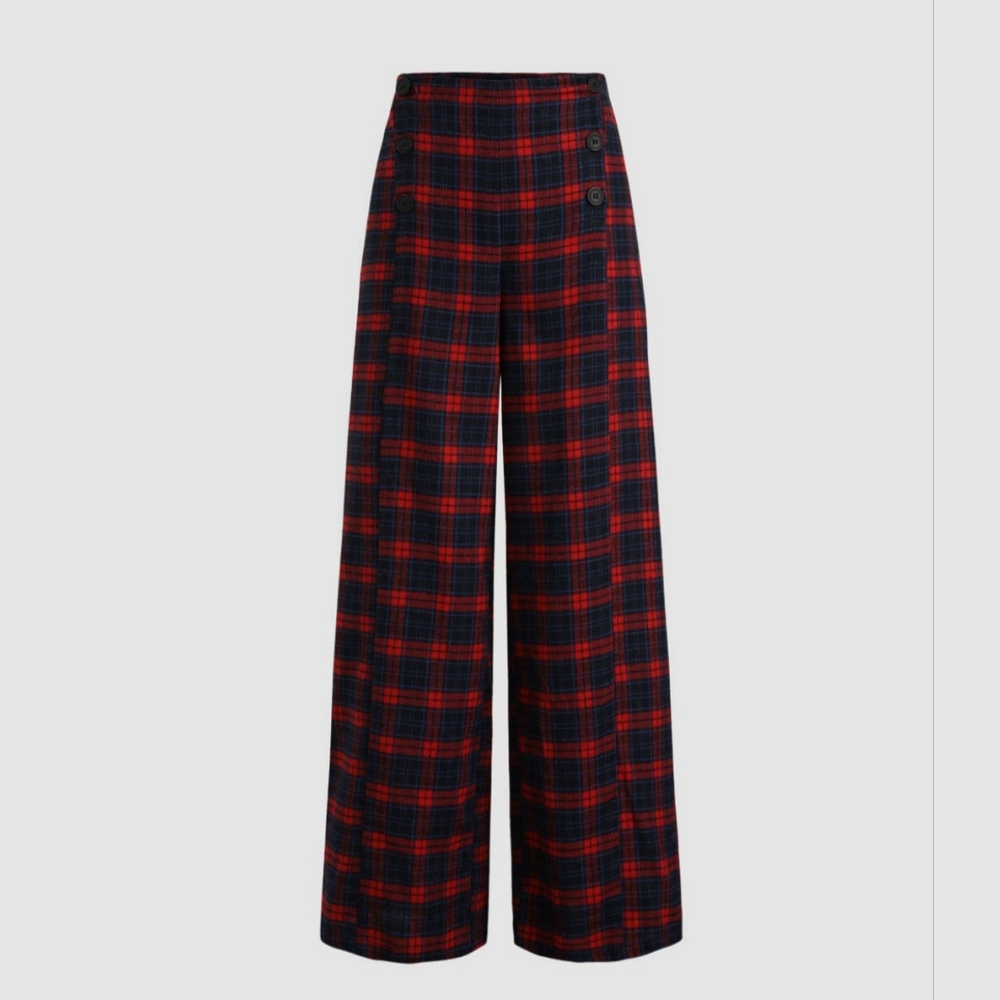 Tartan Plaid Button Up Pants